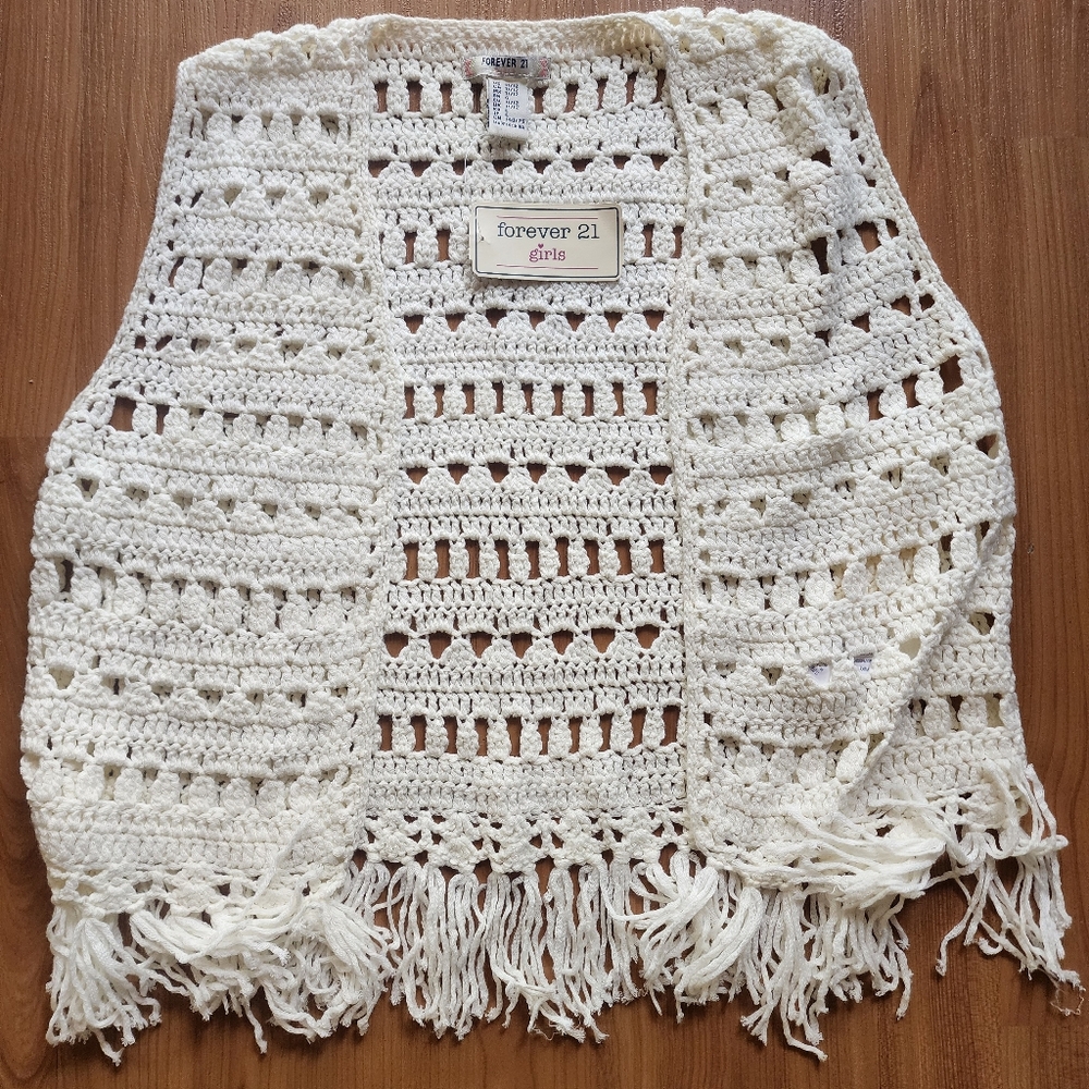 Forever 21 Cream Crochet Shawl